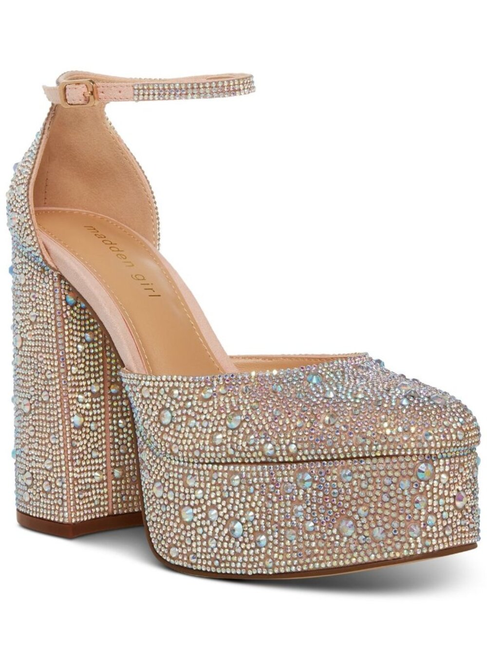 Madden Girl Womens Embellished Glass Platform Sandals Blush Multi Size 10 NWB
